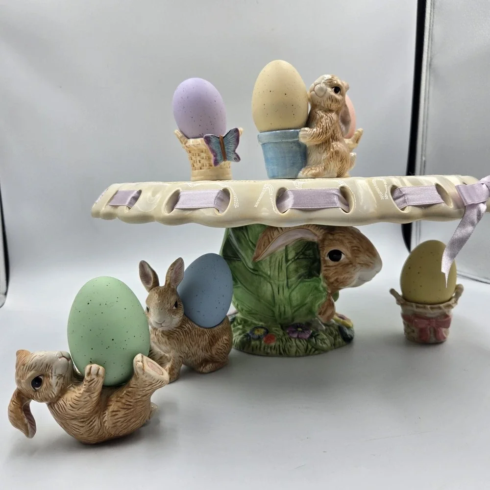 Ceramic‎ Easter Egg Display Set Pastel Speckled Decorative Egg Stand Costco